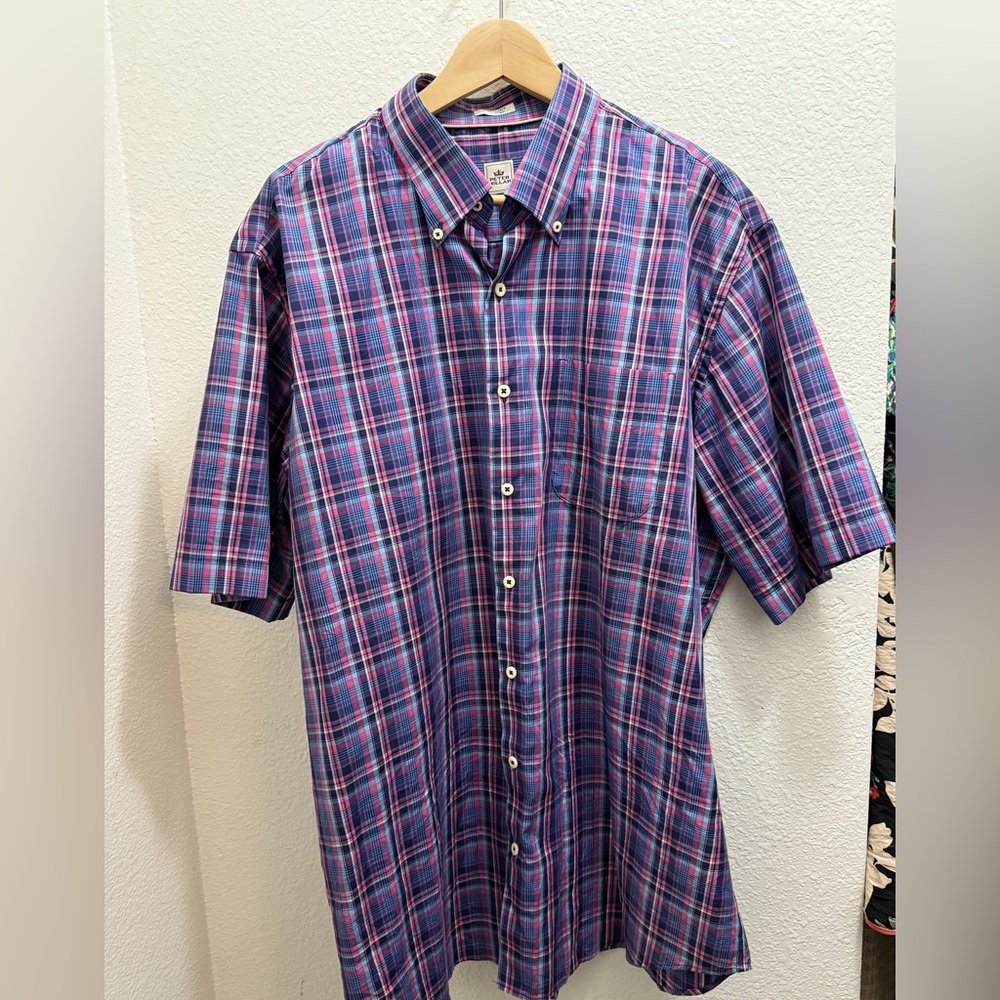 Peter Millar Casual Plaid Shirt in Blue and Pink
